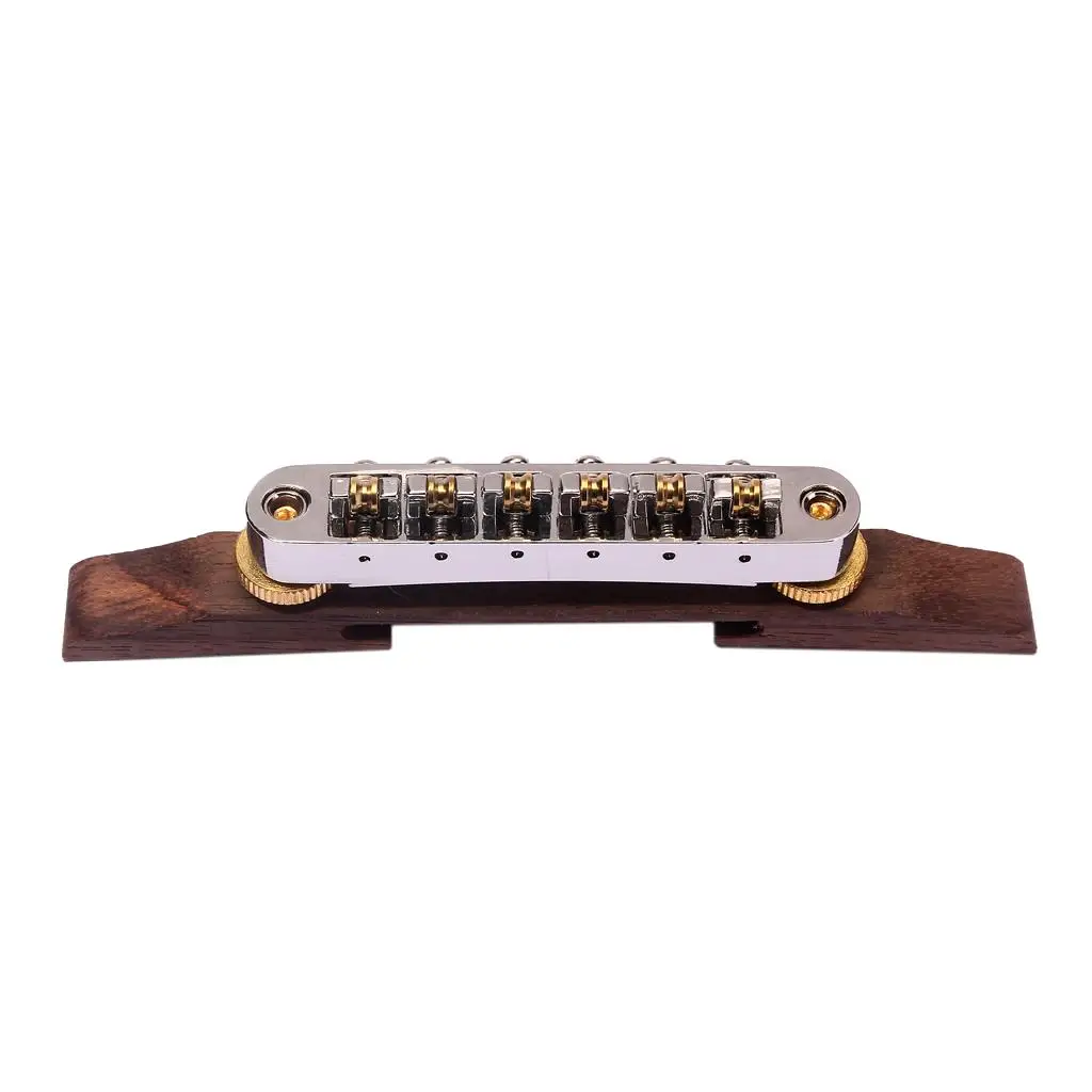 1 Set Rosewood Guitar Bridge with Gold Roller Saddle Musical Instrument Accessory