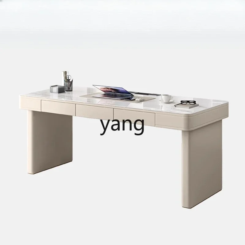 

LH Cream Wind Light Luxury Slate Desk Modern Simple Study Computer Desk