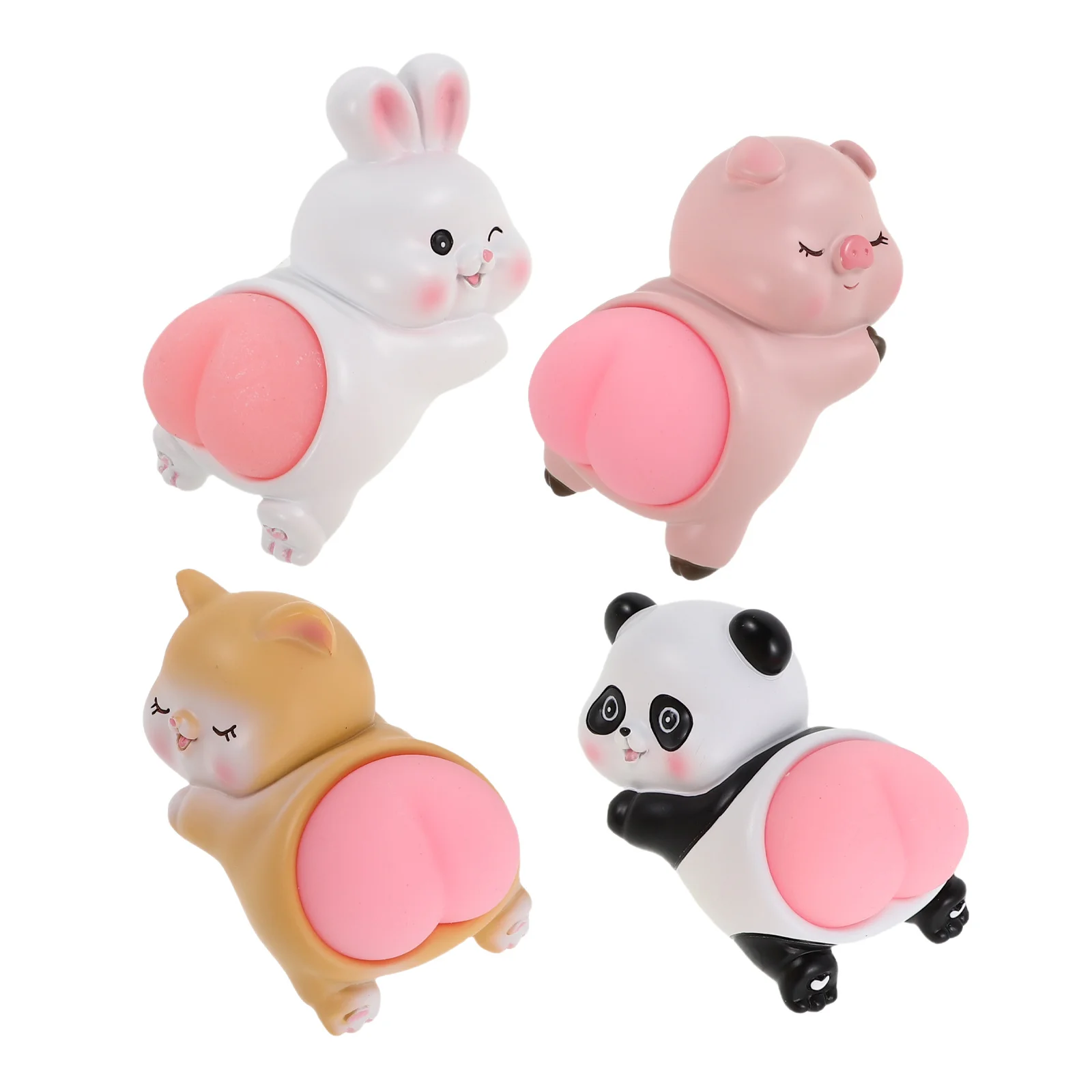 

4Pcs Creative Desktop Decorations Soft Squeezing Animal Shapes Portable Stress Relief Office Car Dashboard Accessories