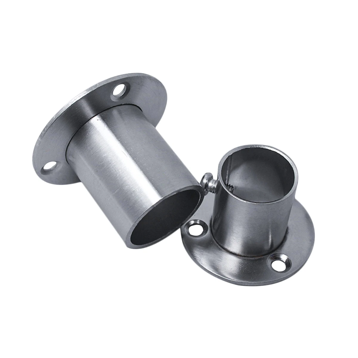 

2pcs Round Base Tube Clothes Rod Bracket Hanging Holder Wardrobe Support Furniture Hardware Cast Metal Finish St