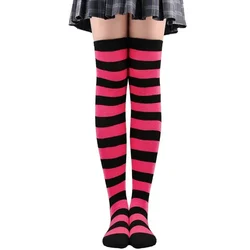 Calze a righe donna blu coscia alta donna ragazza nero bianco rosa calze lunghe sopra il ginocchio Cosplay Lolita Harajuku Y2k 2024