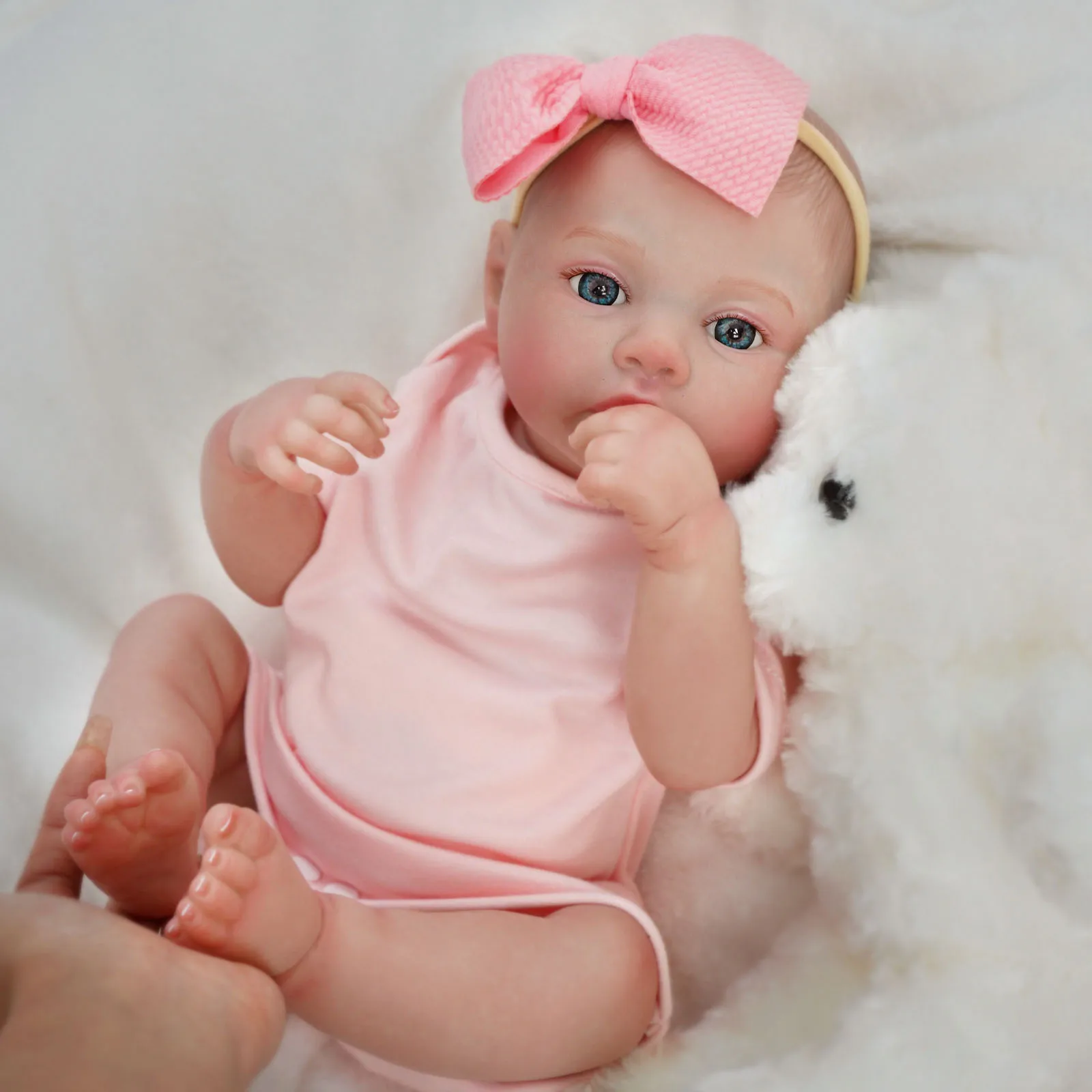 BRASTOY Reborn Painted Realistic Baby Doll 48cm Girl Cute Silicone Body, Christmas Gift