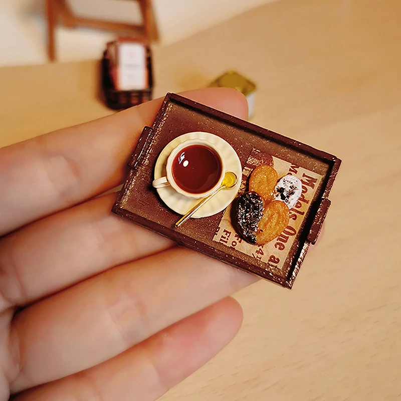 

1/12 Dollhouse Miniature Coffee Butterfly Pastry Tay Creative Toy Model Toy Mini Simulation Afternoon Tea Ornament Accessories
