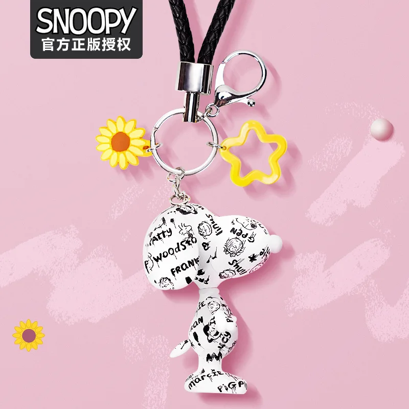 New Kawaii Spike Snoopy Keychain Kawaii Graffiti Doll Pendant Couple Toy Anime Puppy Wallet Bag Pendants Creative Car Key Ring