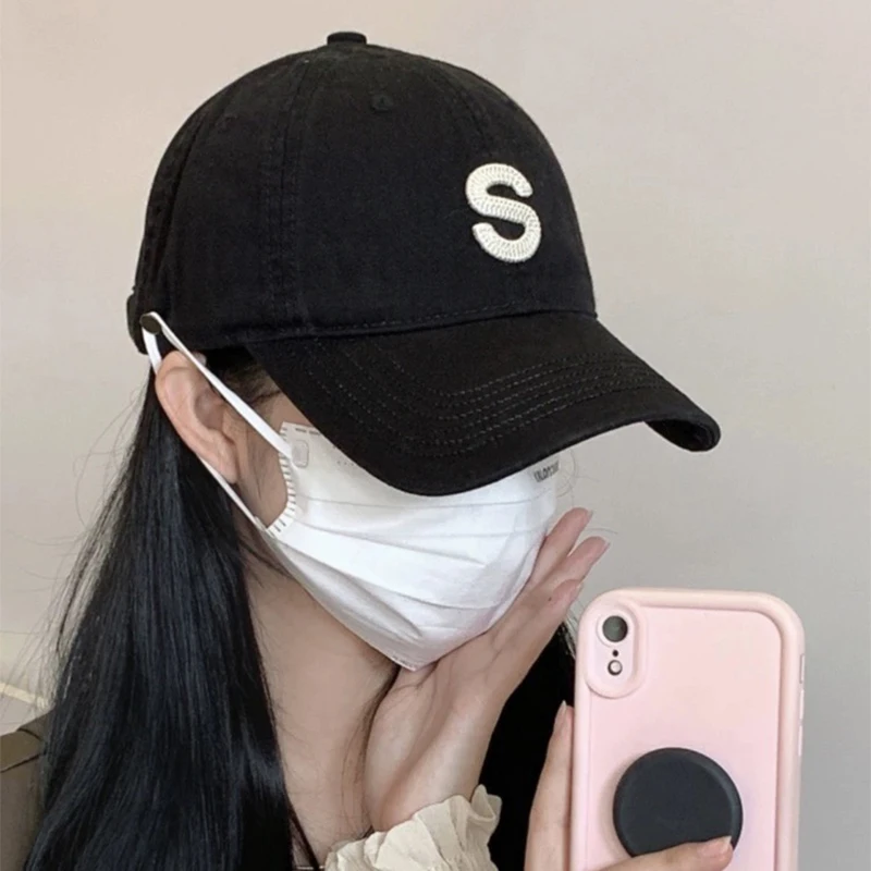 Korean Embroidered S Letters Baseball Hats New Men Women Sunshade Versatile Breathable Student Snapback Caps Fashion Casual ins