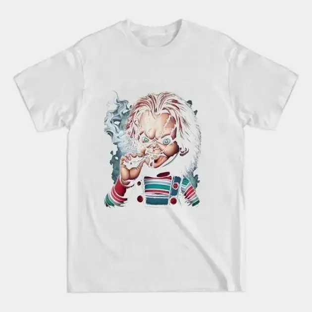 Men's Halloween Chucky-Inspired 3D Printed Short-Sleeve Tshirt - Menswear, Casual Wear, Round Neck, Soft Fabric, Machine Washable, Stitched Detail, Black, Character-Themed Design, Unisex Fit