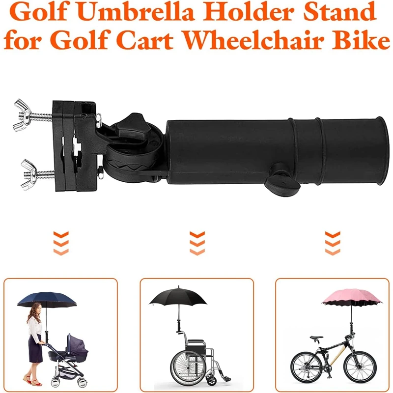 Umbrella Stands Holder for Golf Push Cart Wheelchair Bicycle Stroller Rain Gear Tool Umbrella Connector Clip Useful Holding Lock