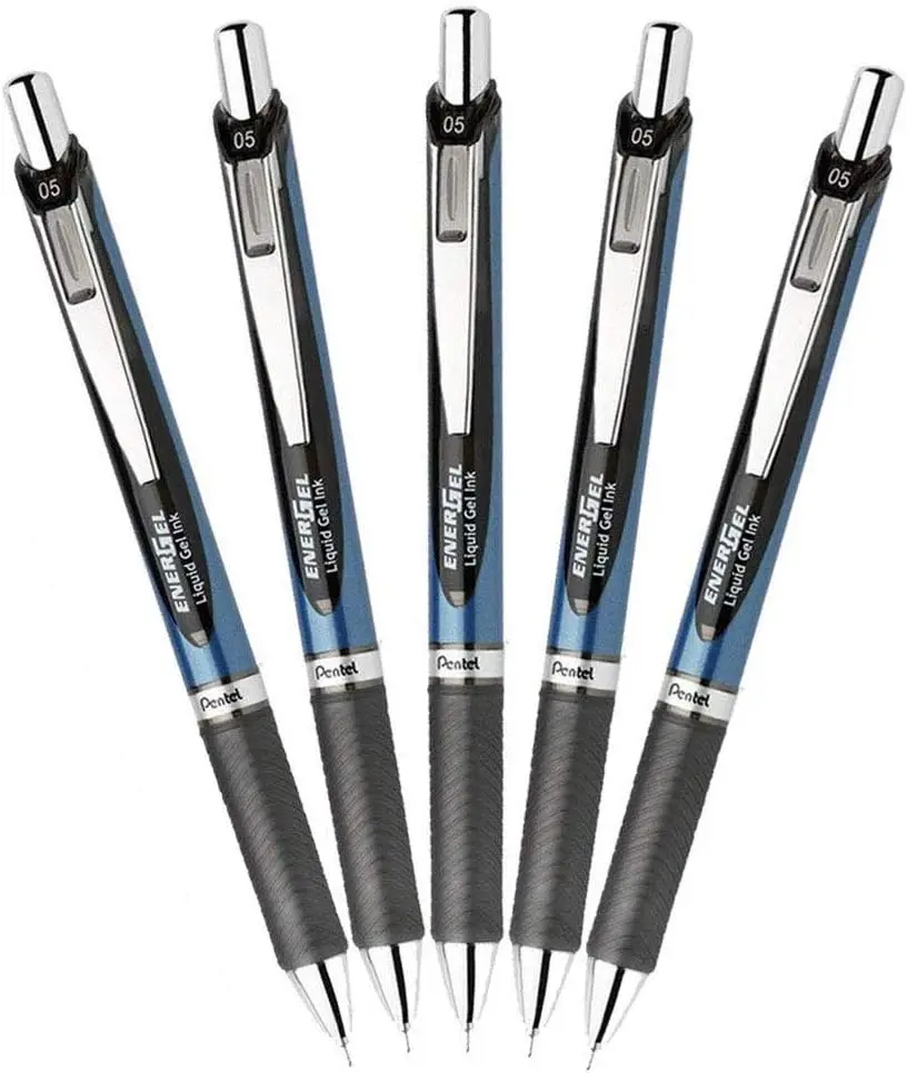 

Retractable Liquid Gel Pen, 0.5mm Fine Needle Tip, Black Ink, Pack of 5 Pens for Smooth Writing