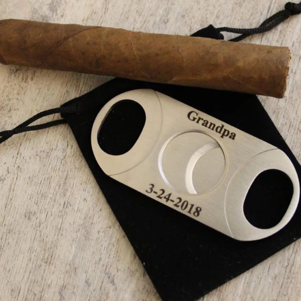 Personalized Cigar Cutter Double Guillotine Blade, Engraved Custom Cigar Cutter, Groomsmen Gift, Party Favor, Gift for Men