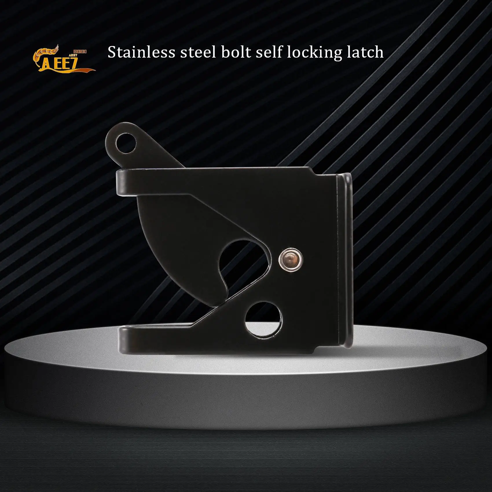 

AEE7-Self Locking Gate Latch Automatic Gravity Lever Fence Gate Lock For Wood Fence Gate Door Latches Steel Black