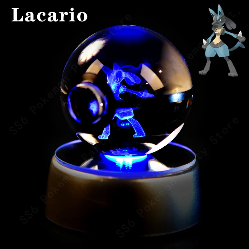 Pokemon Kristallen Bol 3D Pikachu Mewtwo Gengar Pokébal 3D Nachtlampje Glazen Beeldje Pokemon Kristallen Bol Kinderverjaardagscadeau