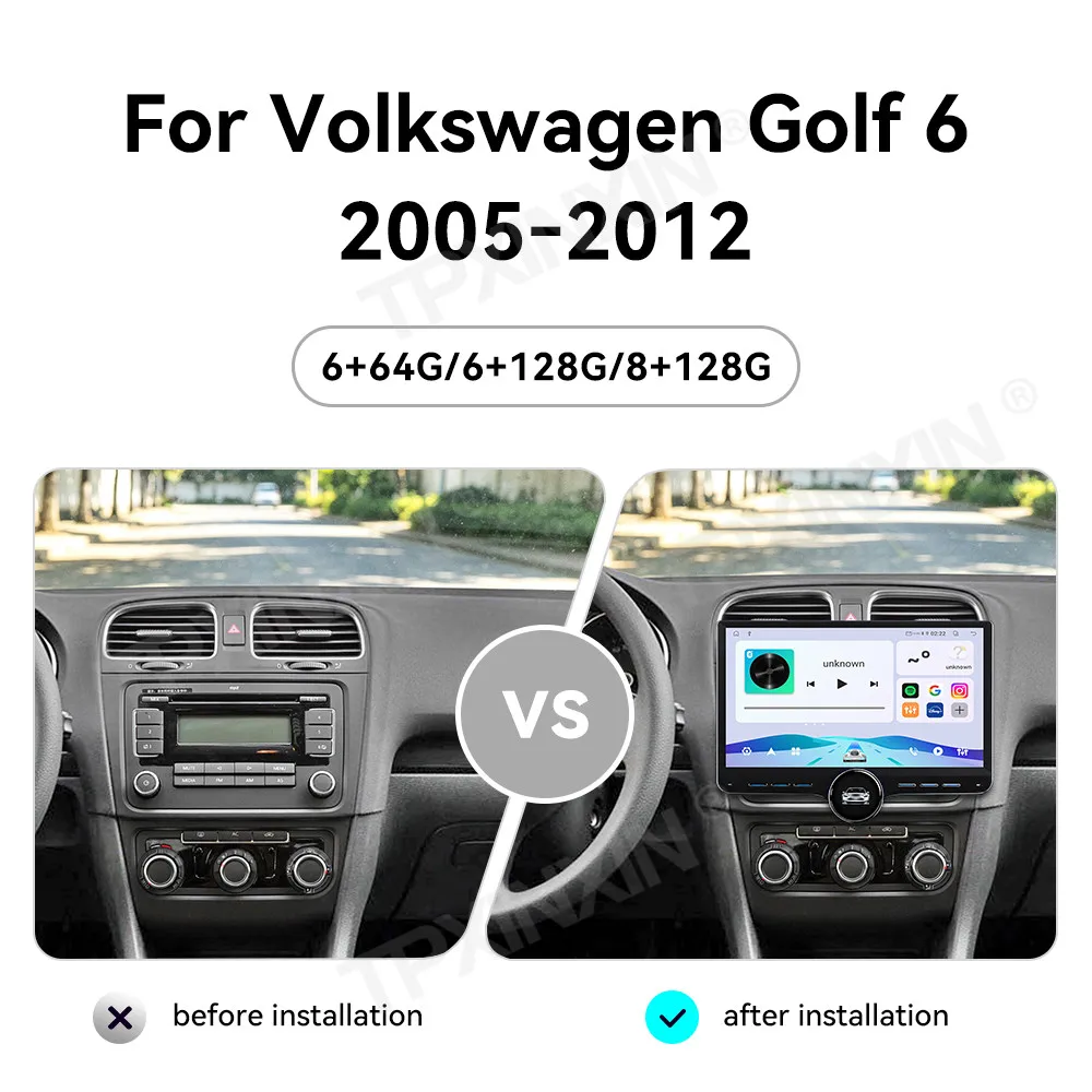 For Volkswagen Golf 6 2005-2012 Android Car Radio Multimedia Video Wireless Carplay Autoradio Stereo GPS Navigation Head Unit