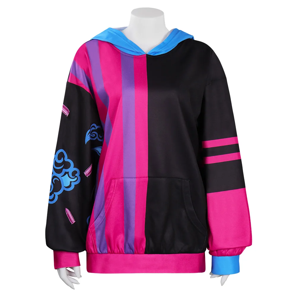 Arcane LOL Jinx Cosplay Hoodie Mit Kapuze Sweatshirt Kostüm Halloween Karneval Anzug