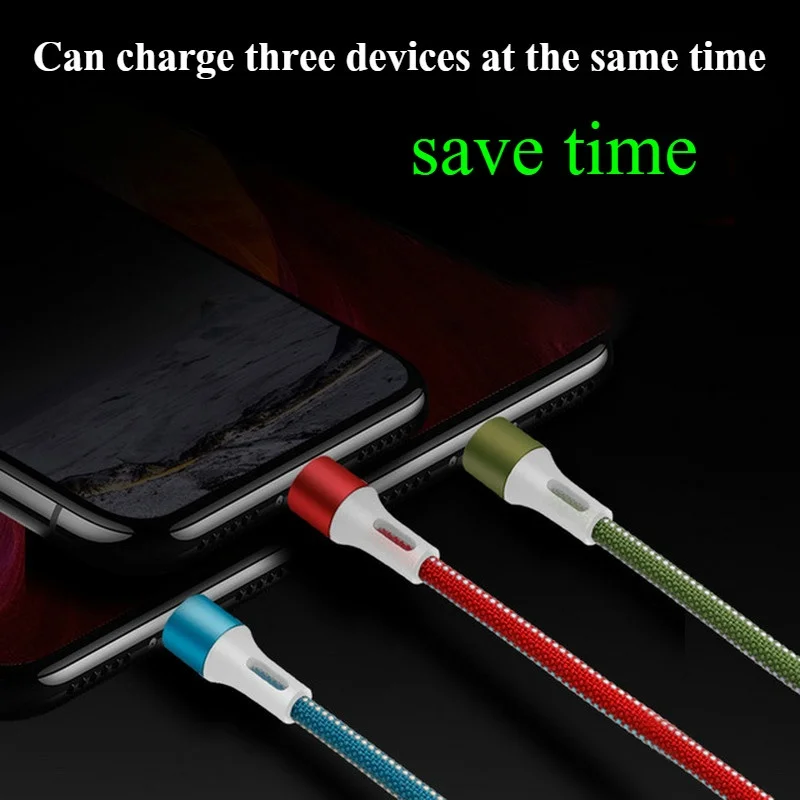 【Fast Ship 】Short 20CM 3 in 1 USB Charger Cable Compatible for Micro USB/iPhone/Type C Keychain Portable Cord Charger Cable