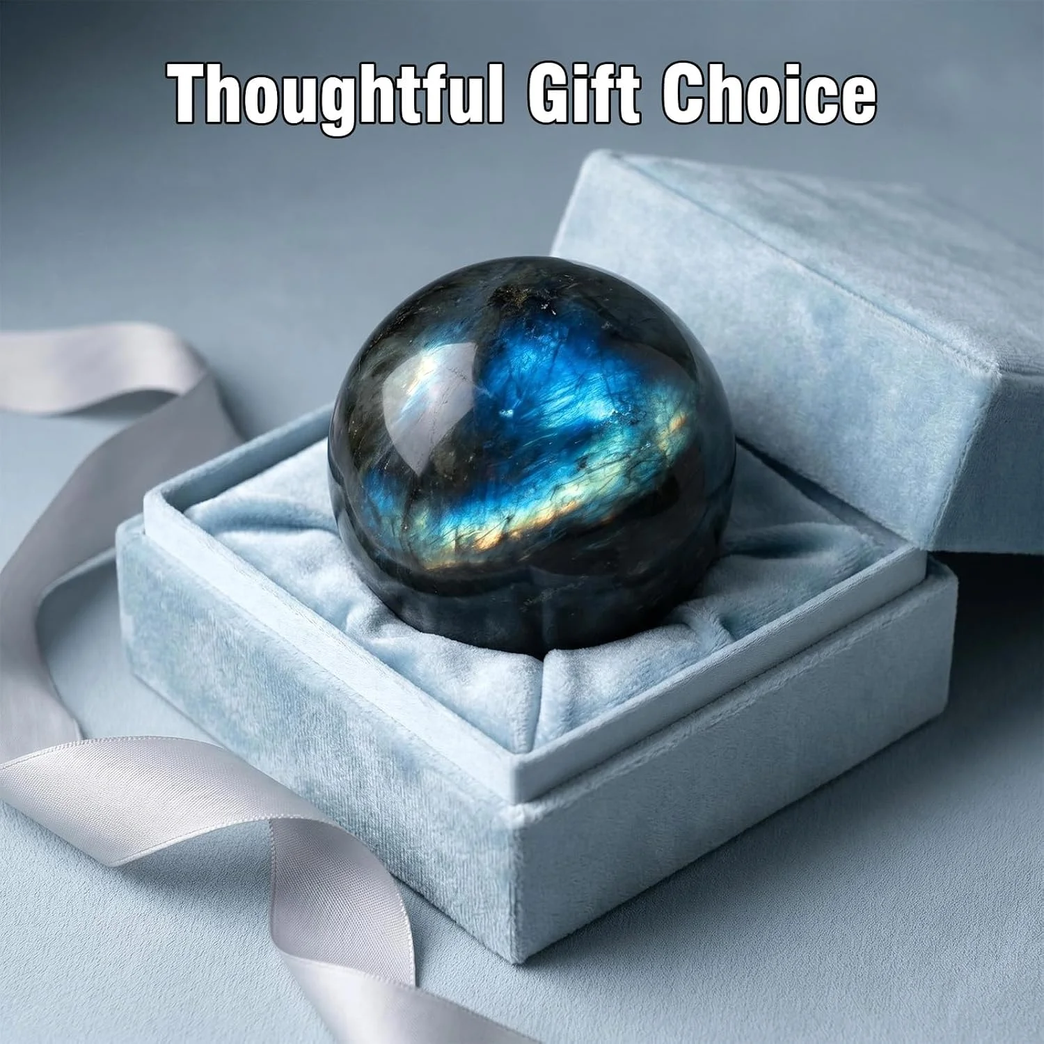 4-5cm Natural Labradorite Crystal Sphere Polished Round Healing Crystal Ball Strong Blue Flash Effect Reiki Chakra Energy Stone for Meditation Witchcraft Spiritual Home Decor Gift
