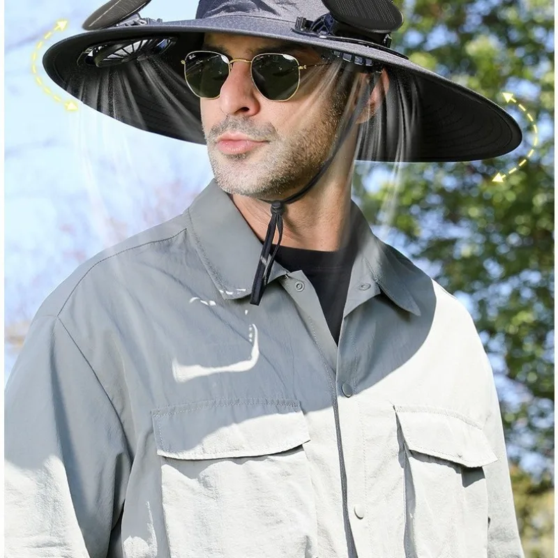 FOR Solar Shading Fan Fishing Summer Mountaineering Sun Protection UV Bucket Hat Air Conditioner Hat Two Packs
