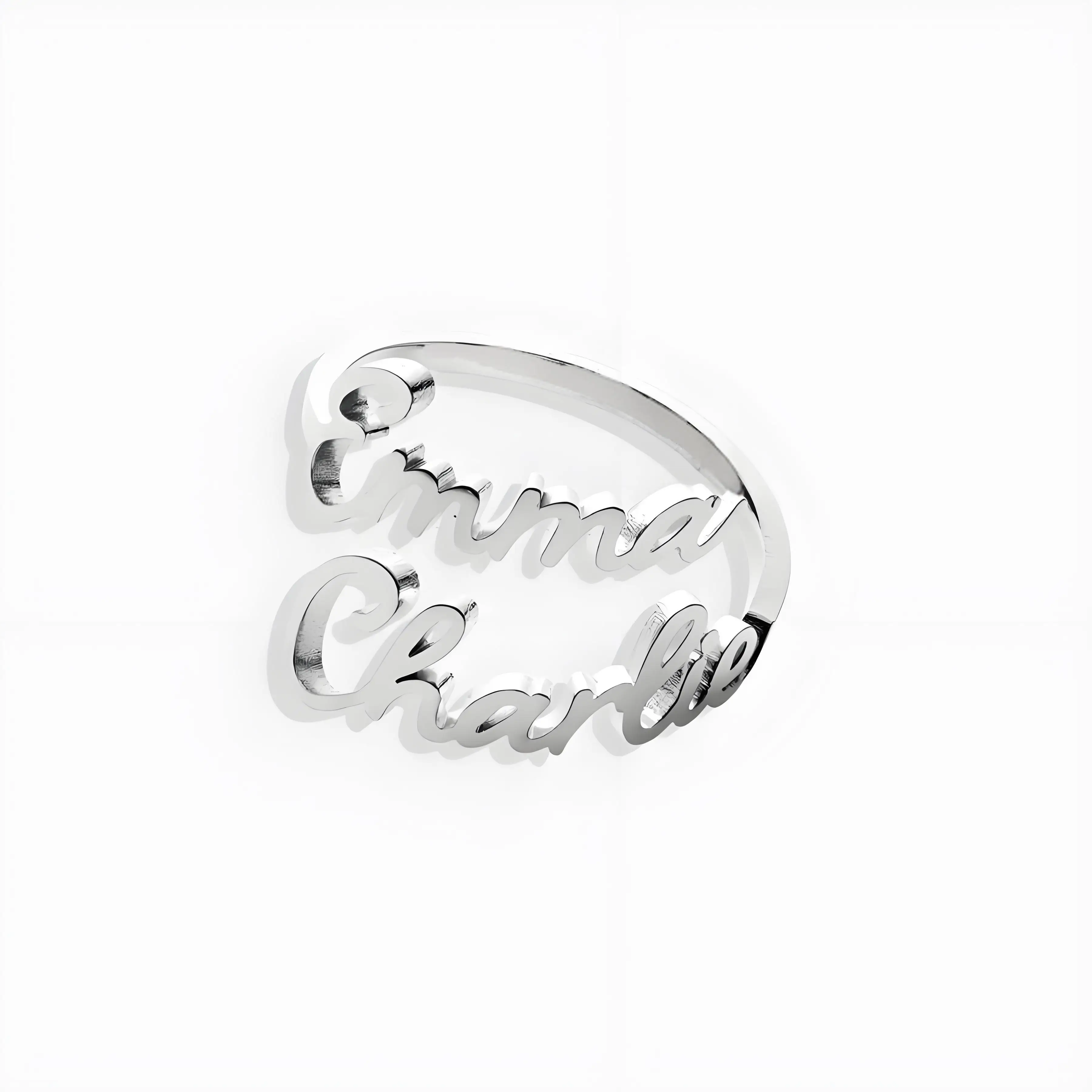 Customizable Stainless Steel Family & Couple Name Ring, Adjustable Women's Bijoux, Perfect Xmas Present