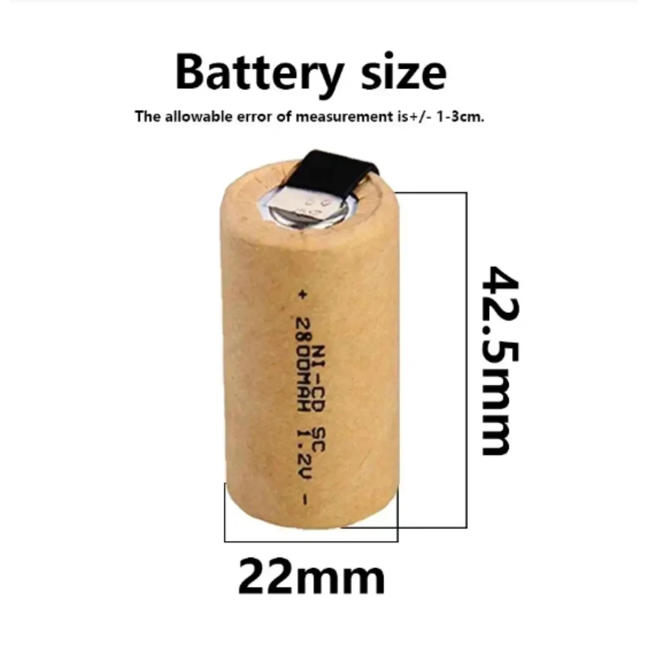 Akumulatory SC 1.2V 2800mAh do wkrętarek i wiertarek elektrycznych, akumulator Ni-Cd Sub C z wyprowadzeniami, ogniwa NiCd SUBC do elektronarzędzi. — zdjęcie produktu 4