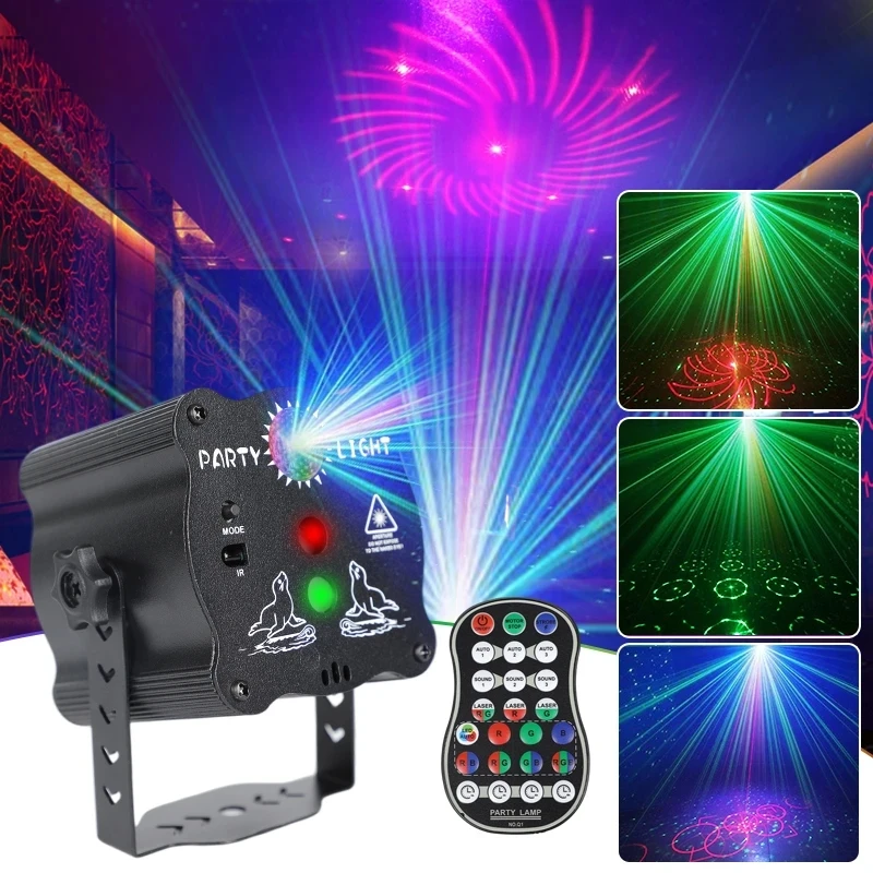 Drop shipping Mini LED Stage Lights Sound Activated DJ Laser Light With Remote Control USB Rechargeable LED Party Light For KTV