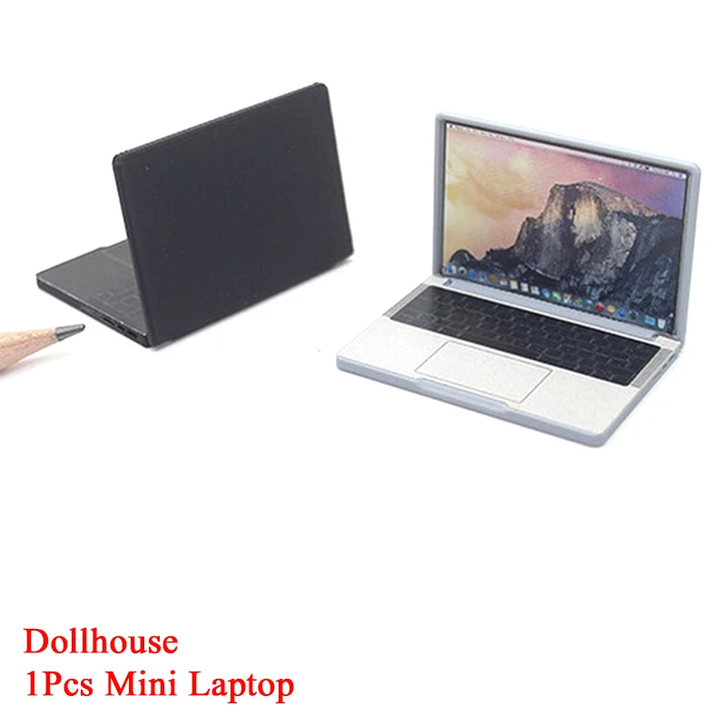 1Pcs Simulation 1:12 Mini Laptop Computer Dollhouse Miniature Alloy Crafts Dollhouse Decoration For Doll House DIY Accessories