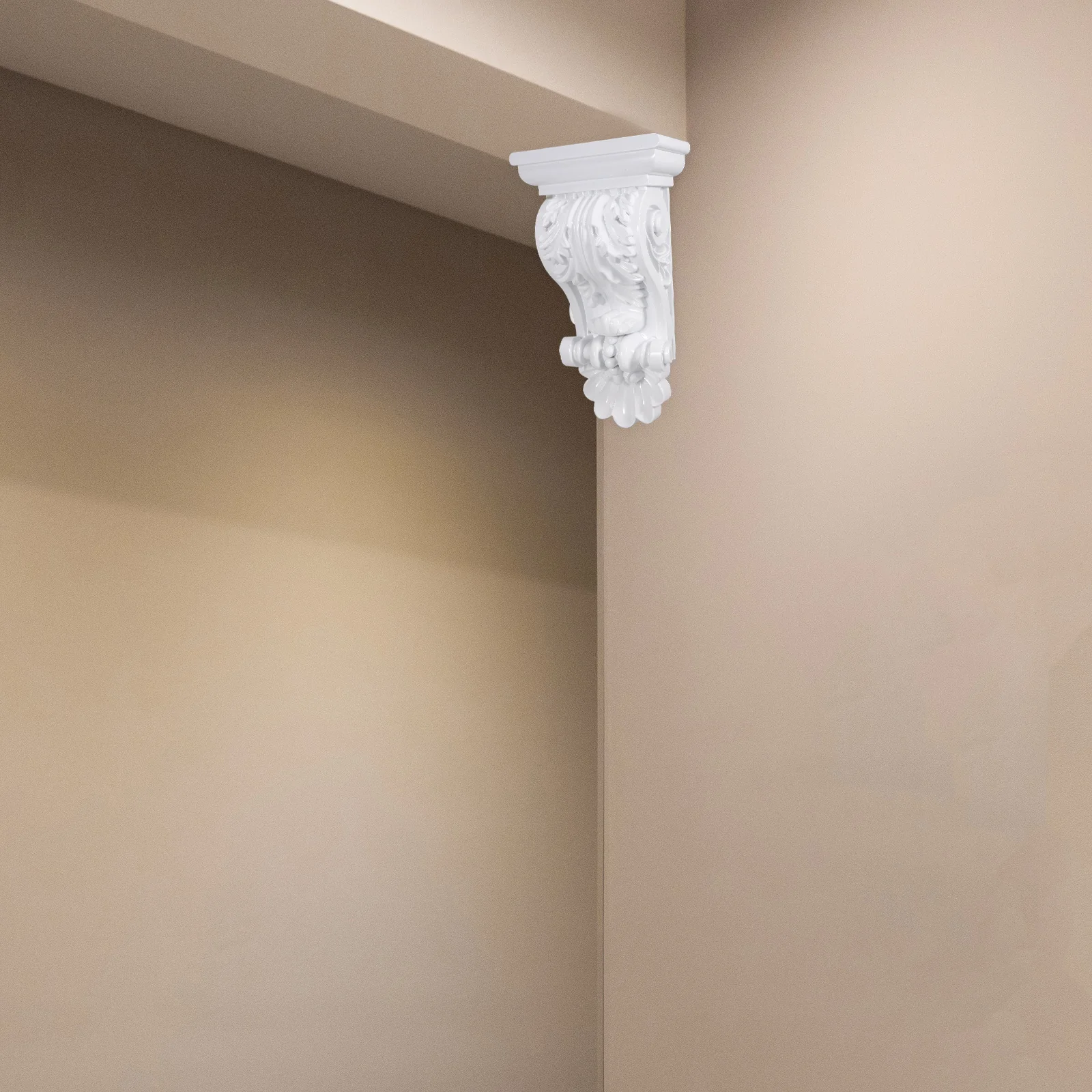 

European Style Decorative Corbel White ABS Ceiling Wall Decor Floral Carved Applique Roman Column Head Home Decoration