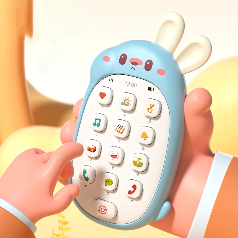子供のウサギのおもちゃ携帯電話赤ちゃんチュアブルパズル多機能音楽電話男性と女性バッテリーなし