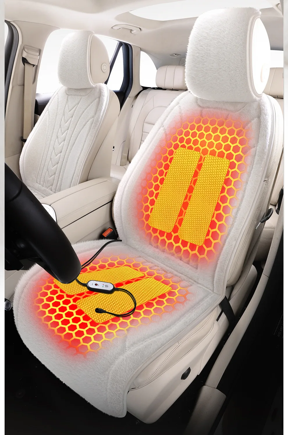 

Universal Car Heated Seat Cushion Winter Comfortable Car Electric Heating Plush Warm Car Cigarette Lighter 12V24V Seat Cover