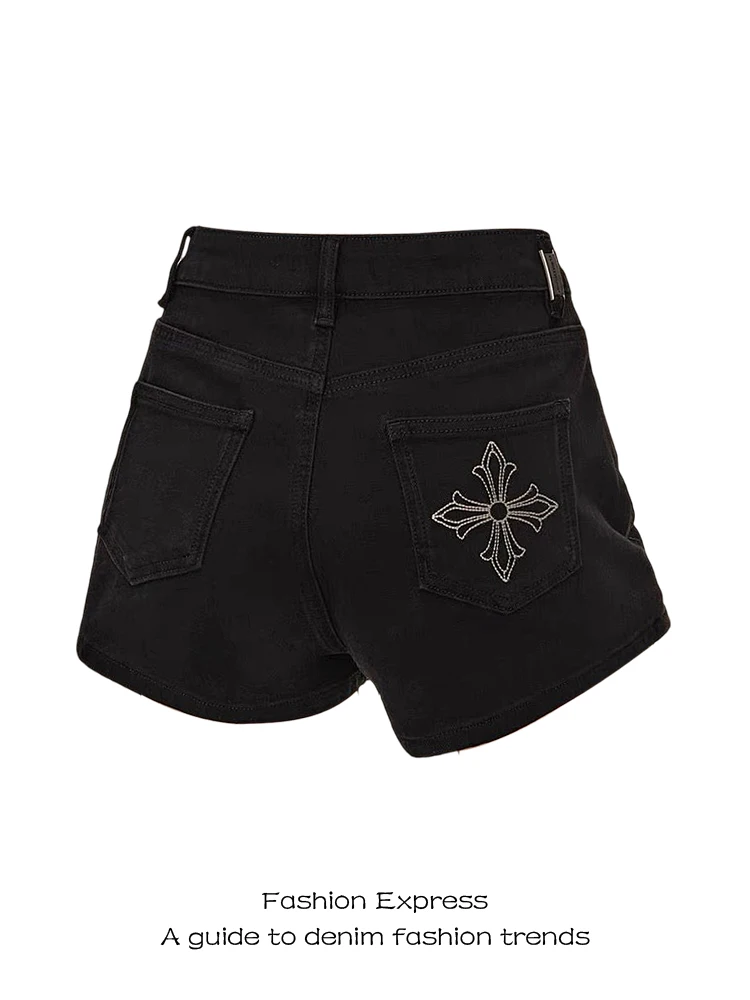 

American Sle Cross Stitching Bla Denim orts Women's plus Size Slimming Low Waist Sexy Elastic Bodycon Hot Pants