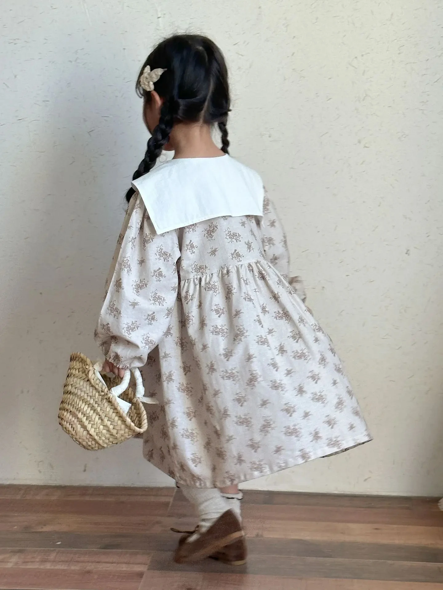 2025 Spring New Children Long Sleeve Casual Dress Cotton Girls Cotton Floral Dress Baby Girl Cute Princess Dress Kids Clothes