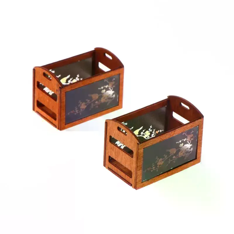 1:12 دمية مصغرة الرف سلة التخزين الأثاث نموذج المنزل ديكور لعبة بيت الدمية الملحقات