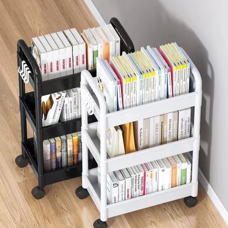 Kitchen storage rack with wheels, multi-level snack mobile rack, bathroom, baby bedroom, books