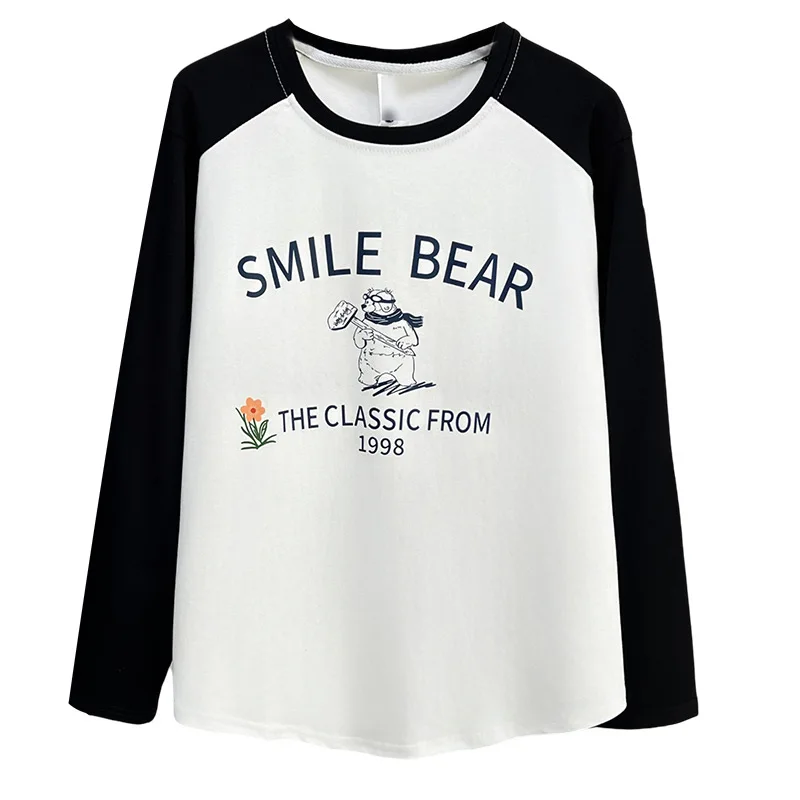 

Fashion Plus Size Women's T-Shirt Autumn New Style Of Youthful Printed Letter Cartoon Raglan Sleeves Top 6265