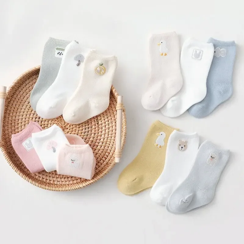 3Pairs/set Spring Baby Socks Cute Newborn Baby Kids Cartoon Cotton Socks for Boys Girls Children 0-5 Years