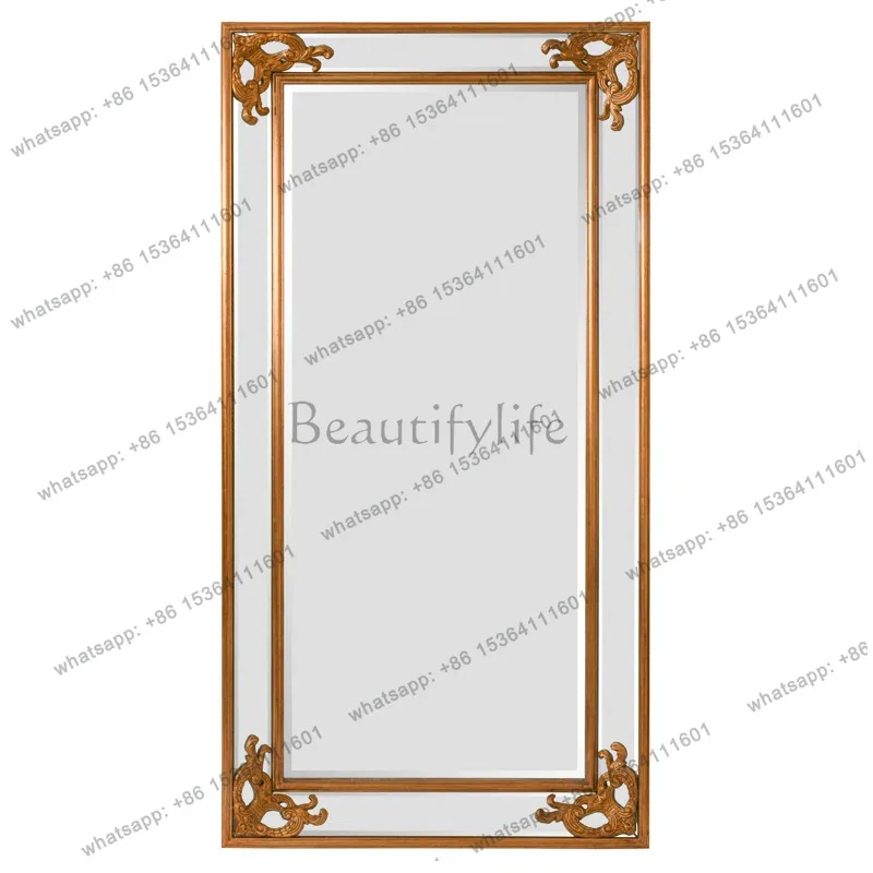 

French retro carved frame floor mirror light luxury court full body mirror home