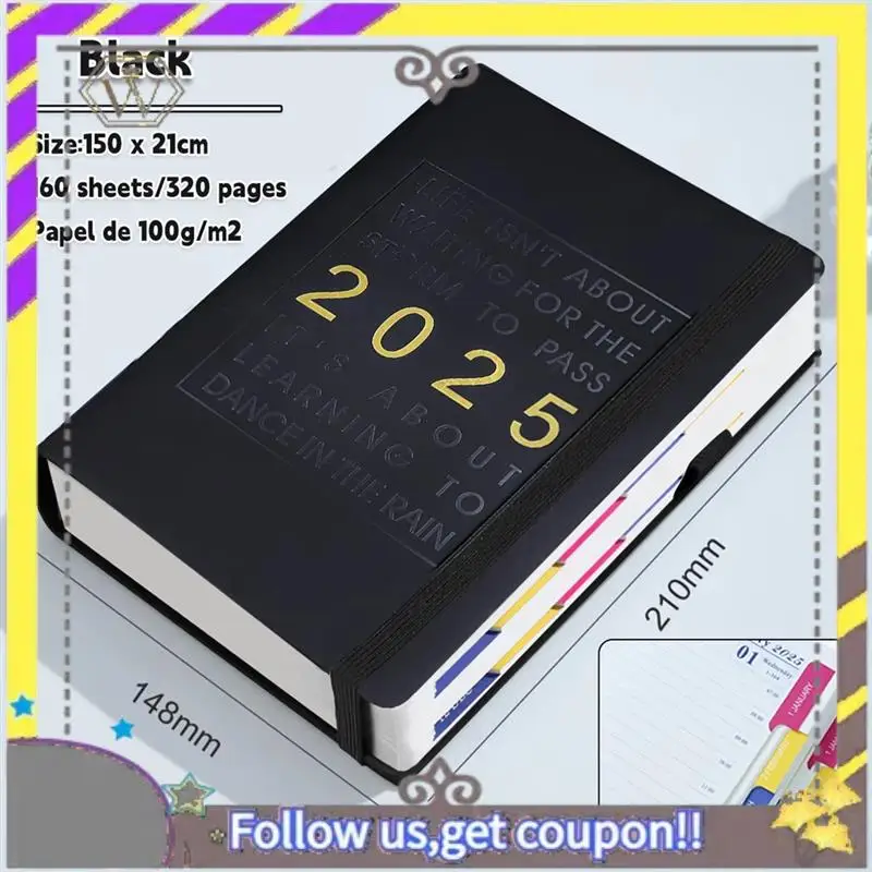 AU33-1월-12월 2025 플래너 언어 노트 A5 학교 일정 플래너 주간 월간 일기장