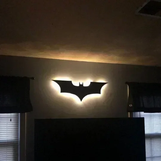 Batmanes Night Light Cool Remote Control Multi Color 3D Creative Bat Atmosphere decorazione della casa camera da letto lampada a sospensione a parete