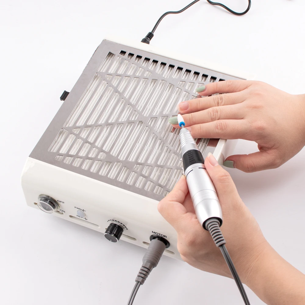 Professional Easy to Use 2-IN-1 60W Power Nail Dust Collector Manicure Machine With Powerful Fan 35000RPM Drill Handle