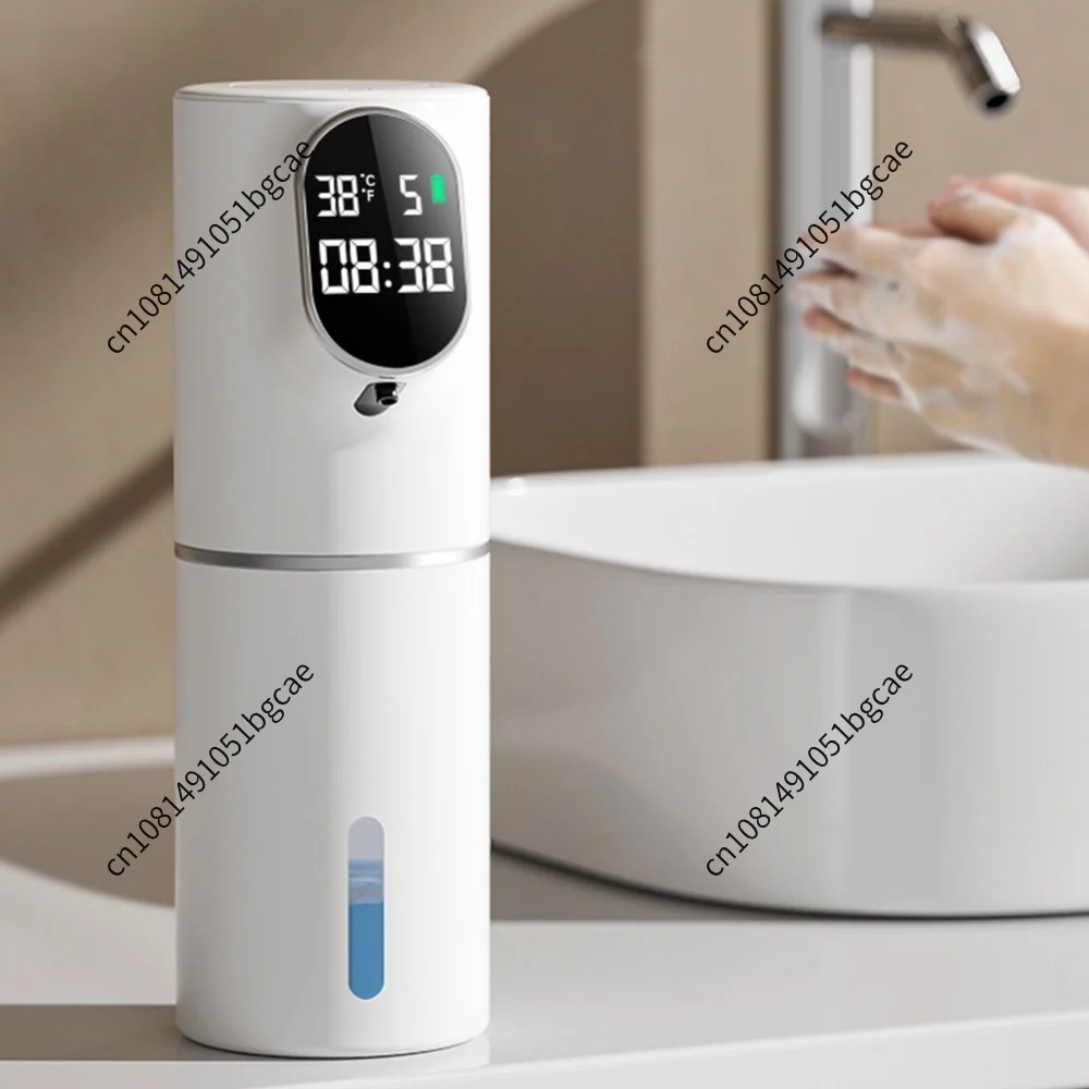 Automatic LED 320ML Liquid Foam Soap Dispenser 5 Adjustable Levels Time Temperature Display Can Wall Mount for Bathroom Kitchen