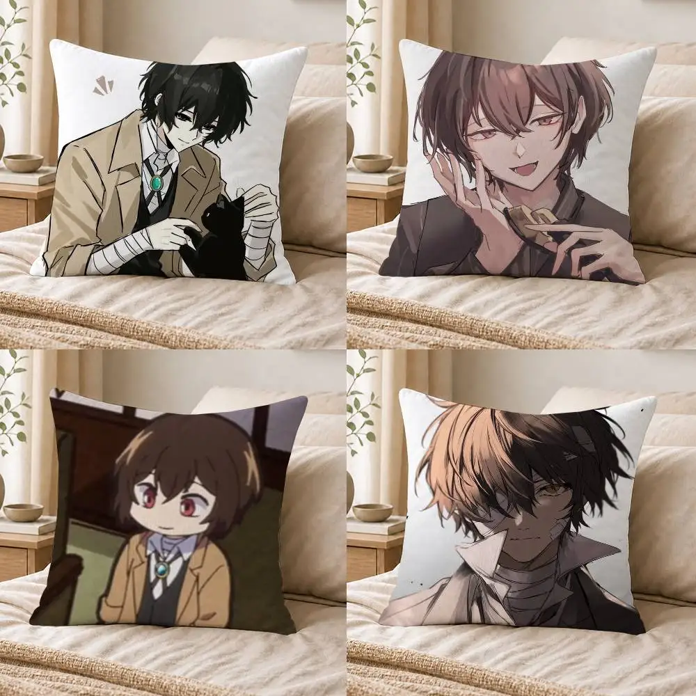 Osamu Dazai Double-sided Printed Square Decorative Cushion Cover for Sofa Living Room Home Decor