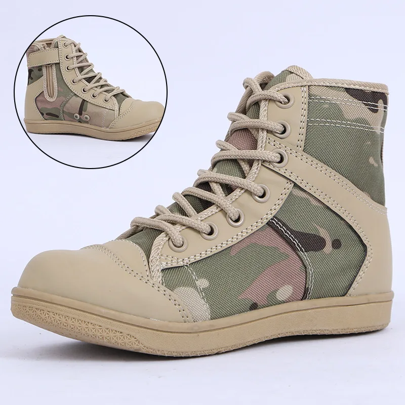 

Children Canvas Tactical Shoes Summer Camp Outdoor Hiking Climbing Training Shoes Mesh Breathable Kid 2024 Combat Boots