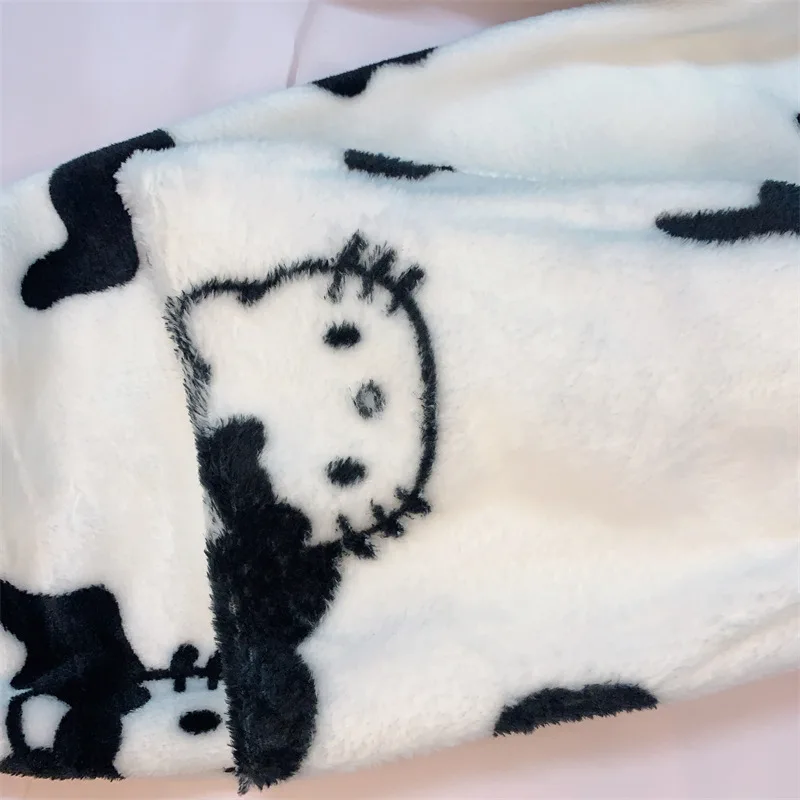 Cartoon Sanrios Hello Kittys Pajamas Pants Women Autumn Winter Warm Flannel Sleepwear Kawaii Pajamas Pant Home Wear Clothes Y2K