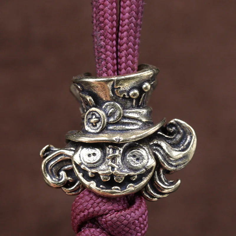 Double-sided Puppet Head Brass Knife Beads EDC DIY Paracord Woven Bracelets Lanyard Pendants Accessories Outdoor Tool Hangings - view 3