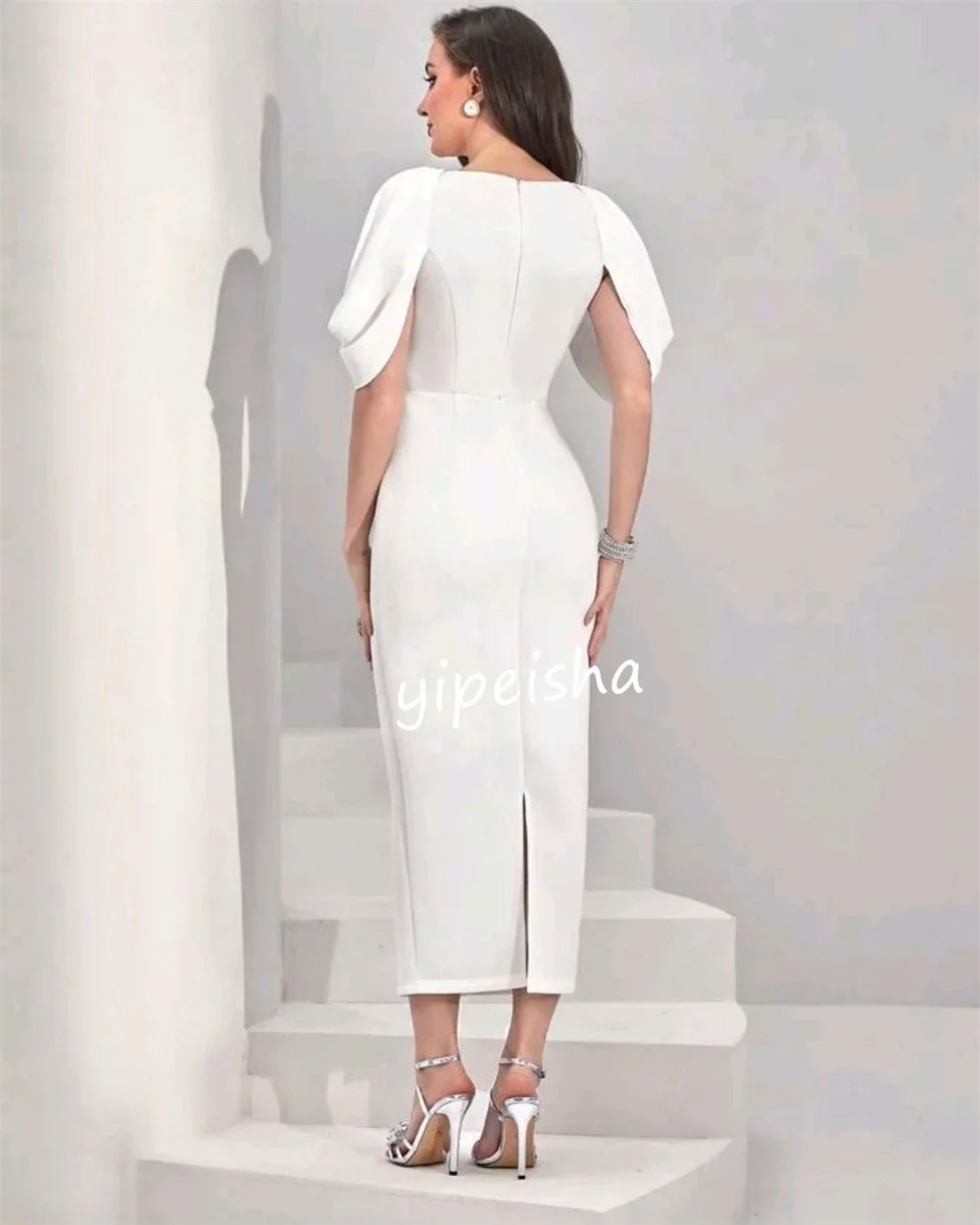 ชุดเดรสแฟชั่นสั่งตัดทรงเข้ารูป คอทรงโอ ความยาวปานกลาง แต่งลายดอกไม้  ชุดเดรสค็อกเทล สวยสง่า หรูหรา คุณภาพสูง เซ็กซี่ ระยิบระยับ ไซส์ A