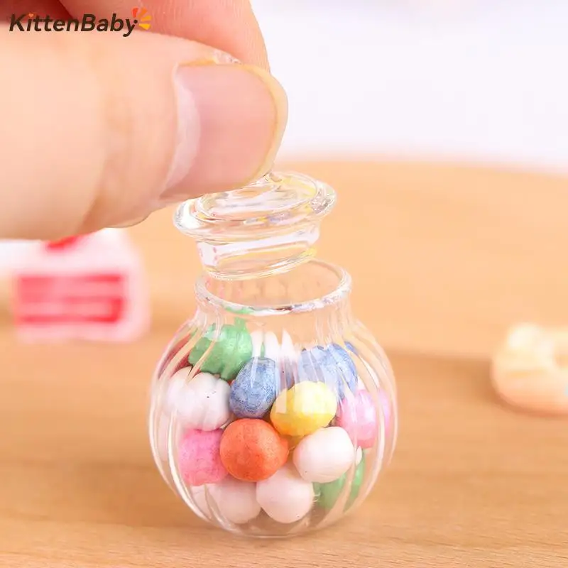 1:12 Dollhouse Accessories Miniature Scene Model Display Mini Biscuit Macaron Cookie Glass Pastry Jar(no Candy)