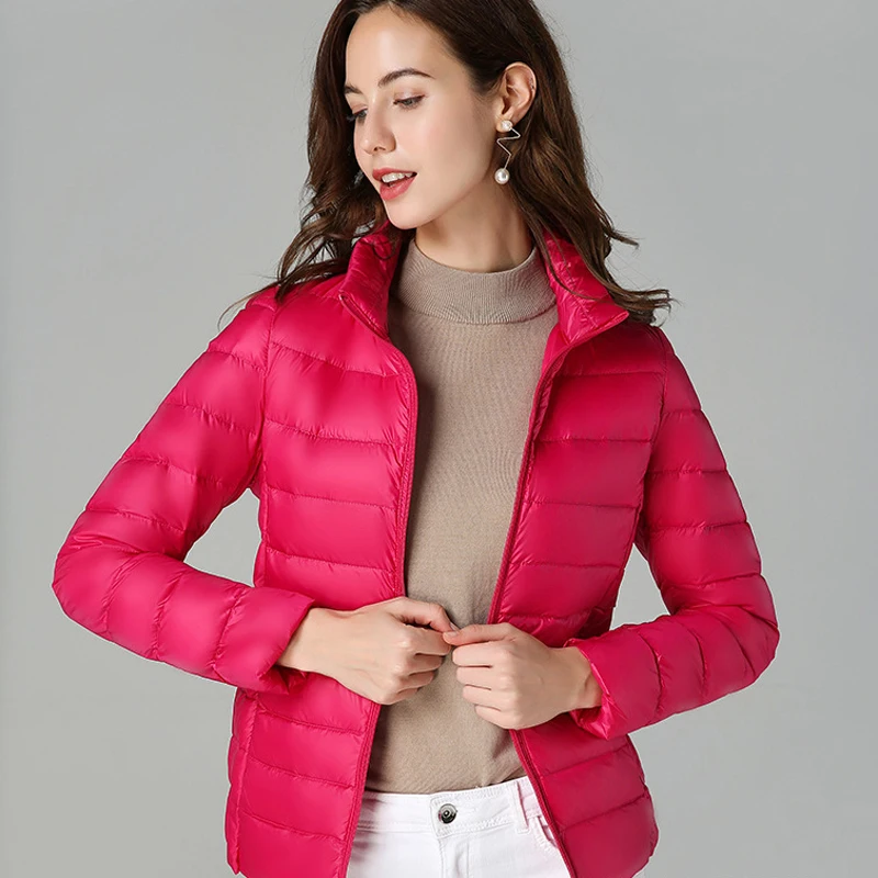 Johnature 2026 New Women Coat Autumn Winter White Duck Down Jacket Solid Colors Warm Slim Zipper Fashion Light Down Coat