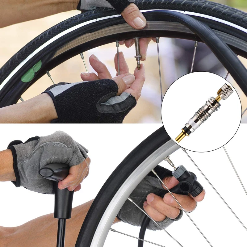 Adaptador de válvula Presta a Schrader, convertidor de tubo de neumático de bicicleta, núcleo de válvula de 10 piezas, núcleo de repuesto sin cámara, 10 piezas