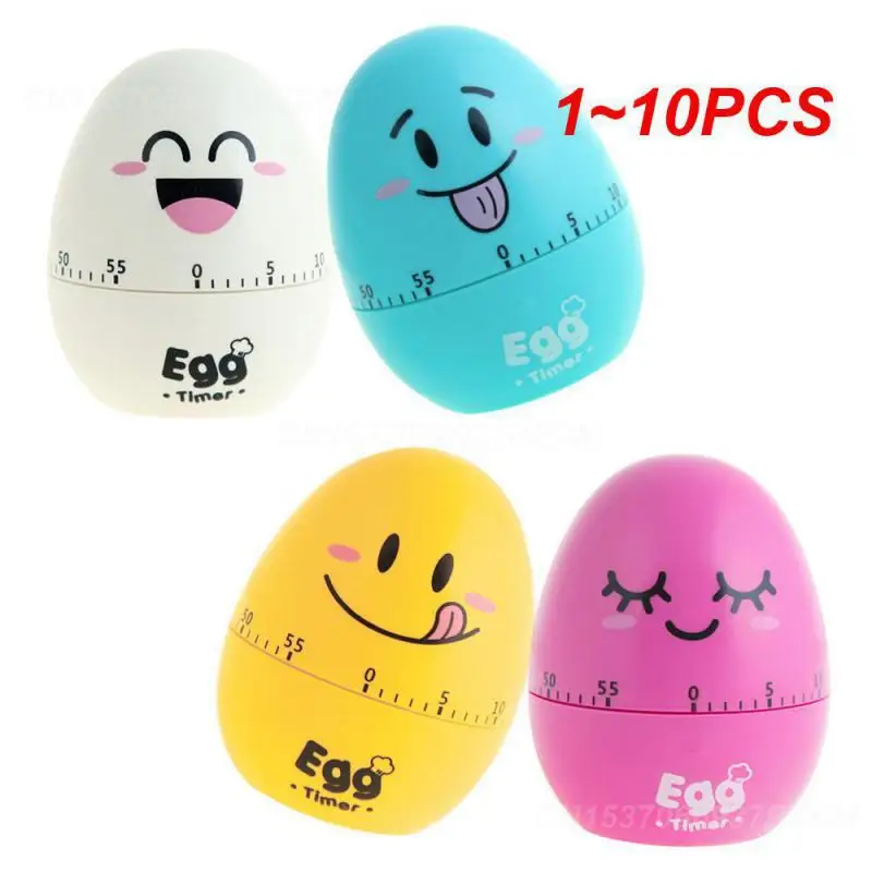 1~10PCS Cartoon Egg Shaped Timer Manual Kitchen Timer Manager Mechanical Rotating Alarm Reminder For Cooking Sports Study