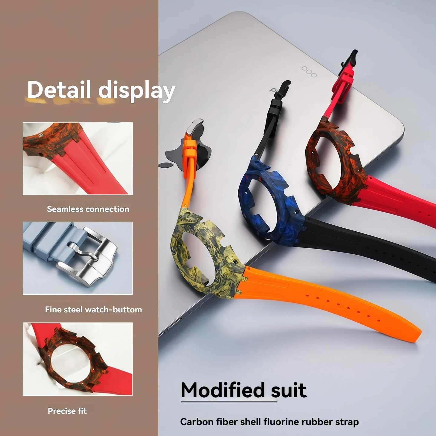 ل كاسيو GA2100/GA-2110 تعديل ألياف الكربون حالة فلوروروبر حزام مزرعة البلوط مجموعة علبة سيراميك تعديل ساعة الملحقات