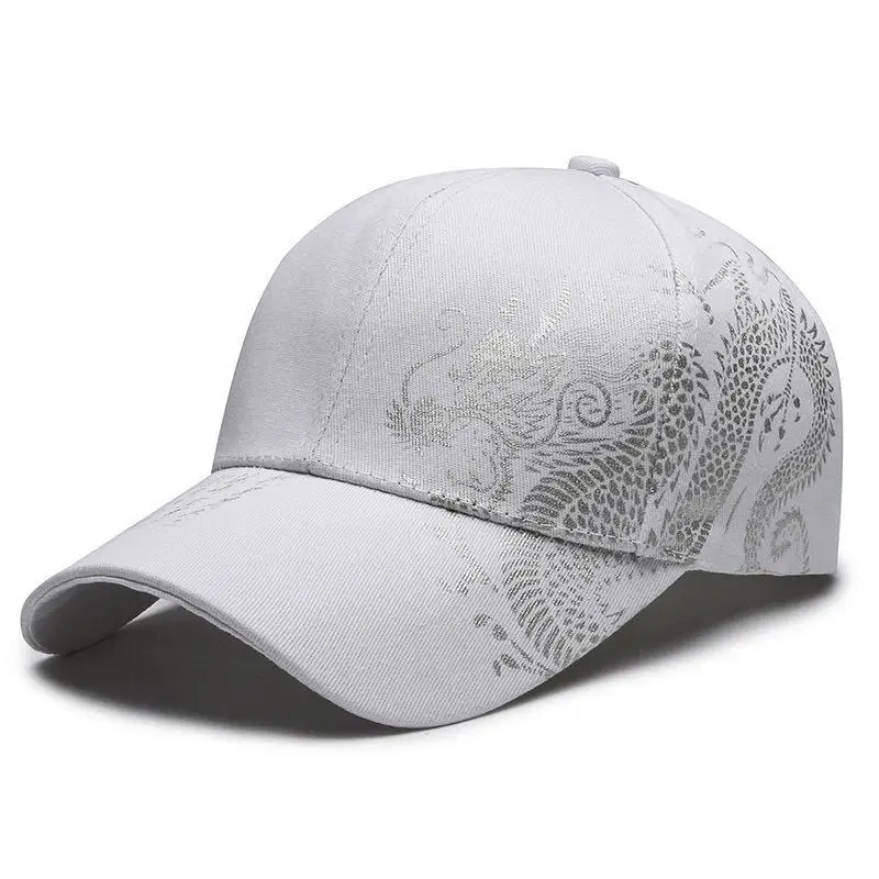 1Pcs Cotton Baseball Cap With Chinese Dragon Print Adjustable Strap Multiple Colors For Daily Wear Outdoor Sports Hiking