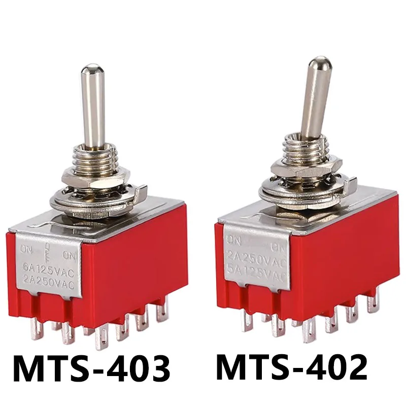 1 PCS,12Pin,Toggle Switches,Red,2/3 Position,ON-ON DPDT Mini Toggle Switches,6A/125V-2A/250V AC,MTS-402,Push Button Switch